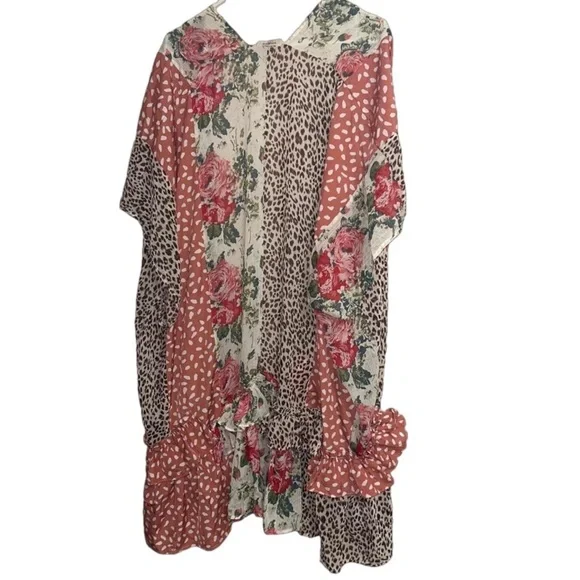 Umgee Floral Animal Print Ruffled Kimono M/L - Picture 3 of 6